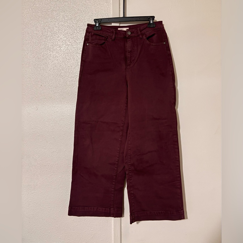 Oat New York 6/28 Stylish Women's Dark Red Button Up Baggy Flare Jeans